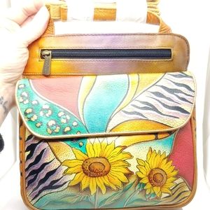 Anuschka Crossbody Sunflower Purse Bag